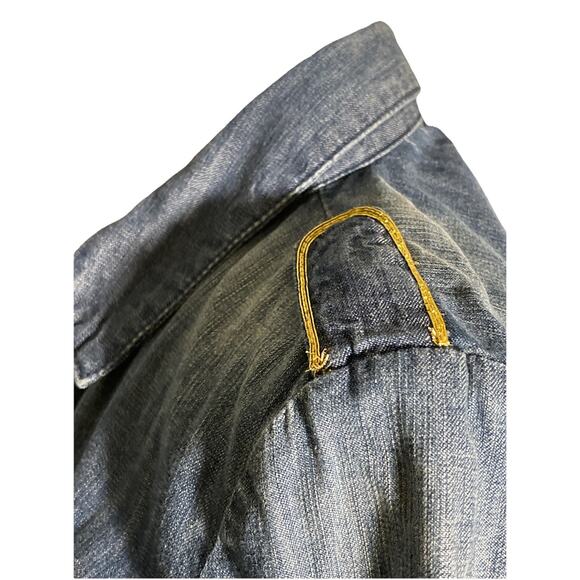 7 for All Mankind Denim Chambray Golden Details Button Down Shirt Size S, Sample - Picture 4 of 6